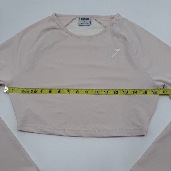 Gymshark Women’s Long Sleeve Crop Top Pale Pink Small Workout Mesh Thumb holes - Picture 5 of 12